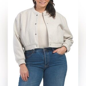 Zara Women's Light Gray Bomber Jacket Plus Size NWT